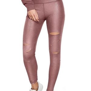 Victoria's Secret PINK Ultimate Foil Shine Slashed Legging Cocoa Rose Gold small